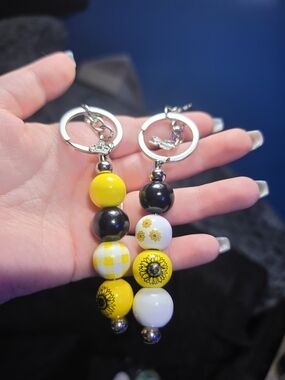 Handmade Sunflower Beaded Keychains
